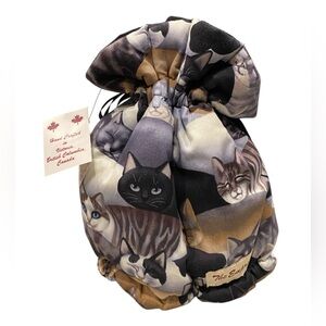 Cat Print Drawstring Tea Cozy Handcrafted
